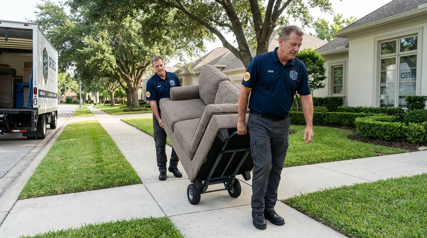Local residential moving crew loading furniture in Corpus Christi, TX