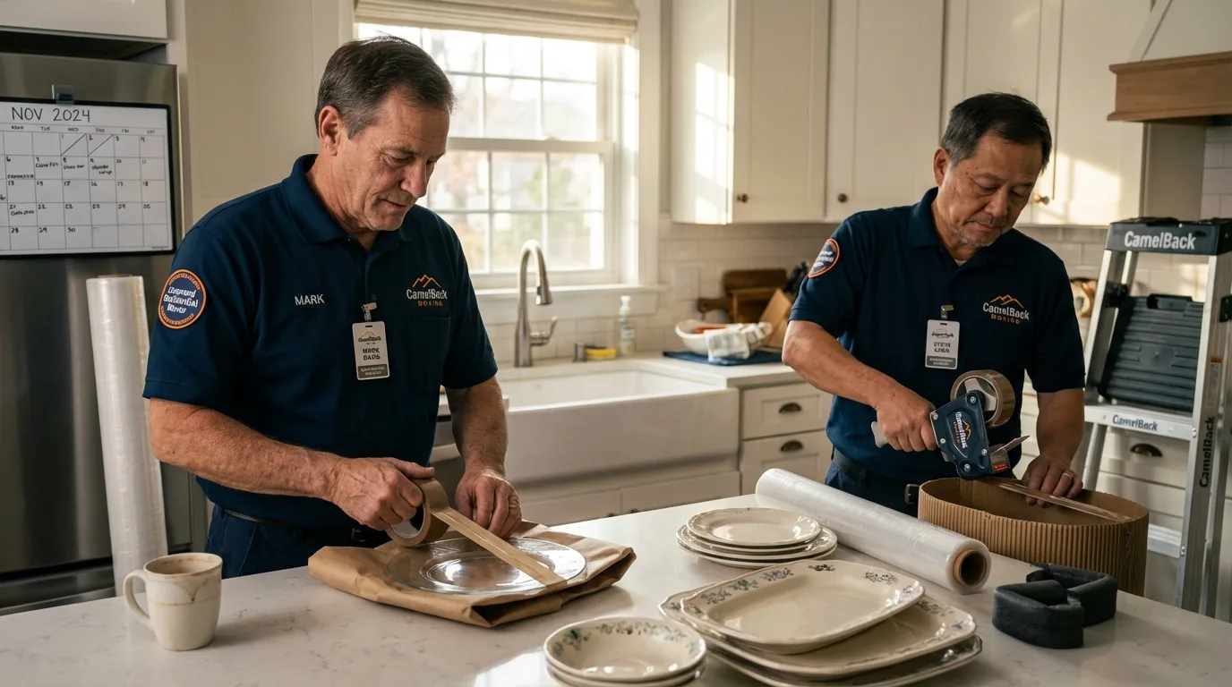 Professional crew packing kitchen dishware in Corpus Christi, TX